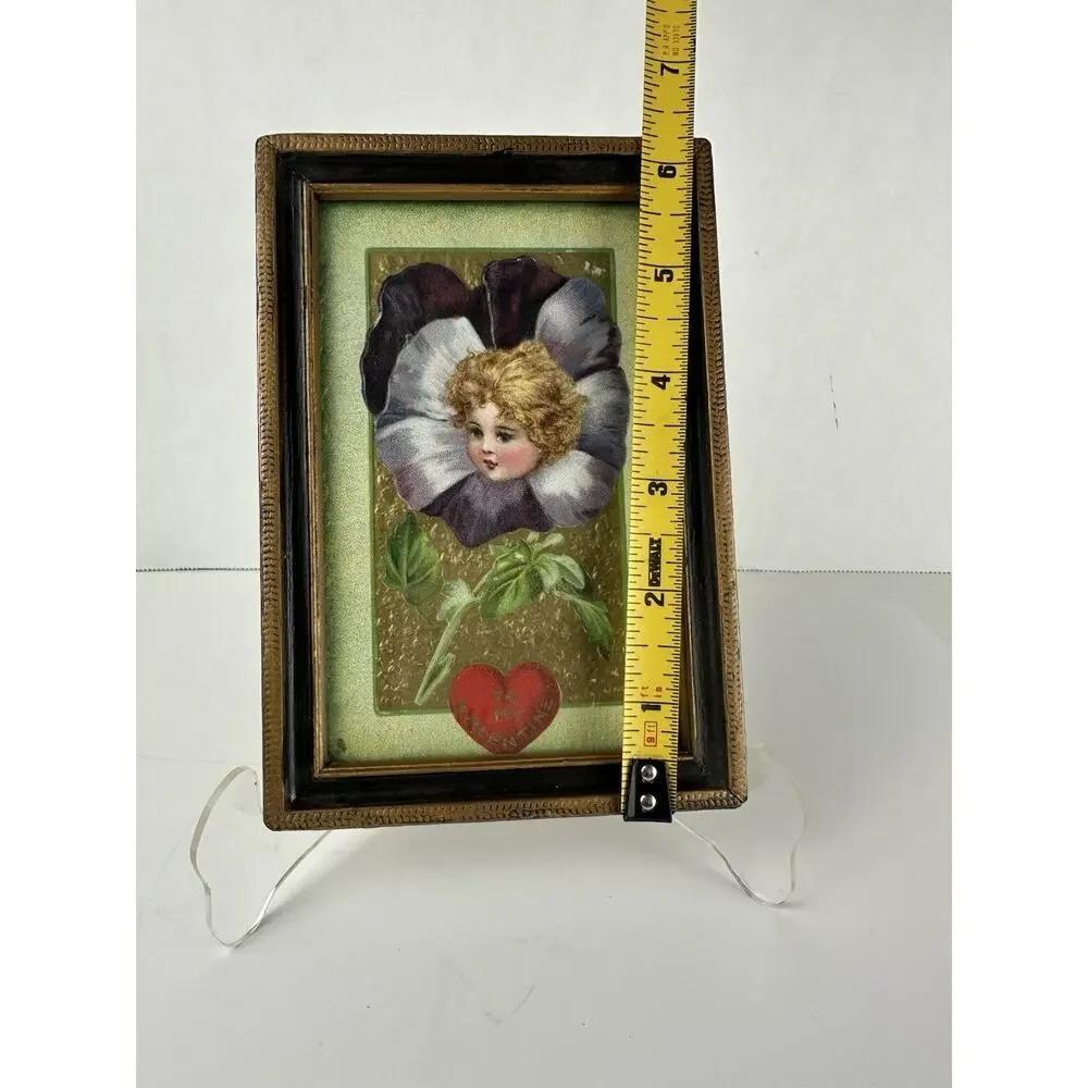 Tucks 20 Little Lovers Valentine Girls Head in Pansy Vintage Postcard A54